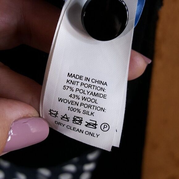 KATE SPADE Sweater Womens Small Black Turtleneck Wool Polka Dot Silk Hem - Picture 7 of 10